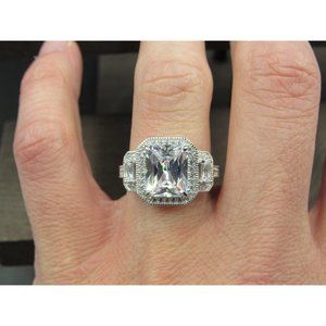 Size 7 Sterling Silver Fine Cubic Zirconia Gemstone Band Ring